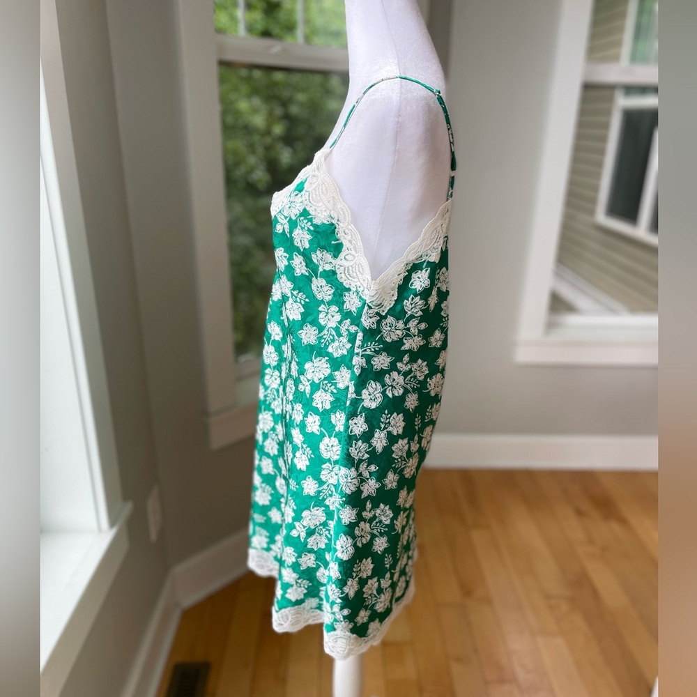 Vintage Victoria’s Secret Gold Label Ivory Green Floral Chemise Slip Dress Small - Picture 4 of 15